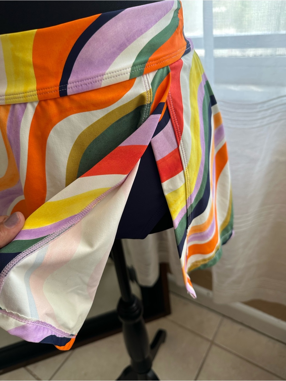 Anne cole 3 piece swimsuit set Raibow wave print -Bikini top swim skirt zip L/XL - Picture 11 of 16